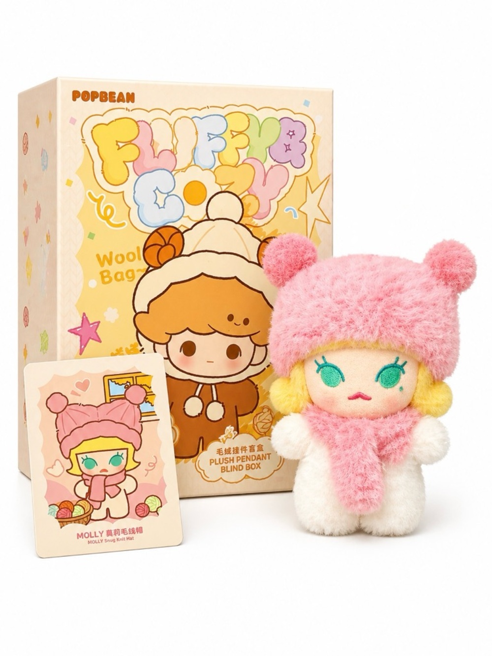 POP MART POP BEAN Fluffy & Cozy Series Plush MOLLY Snug Knit Hat